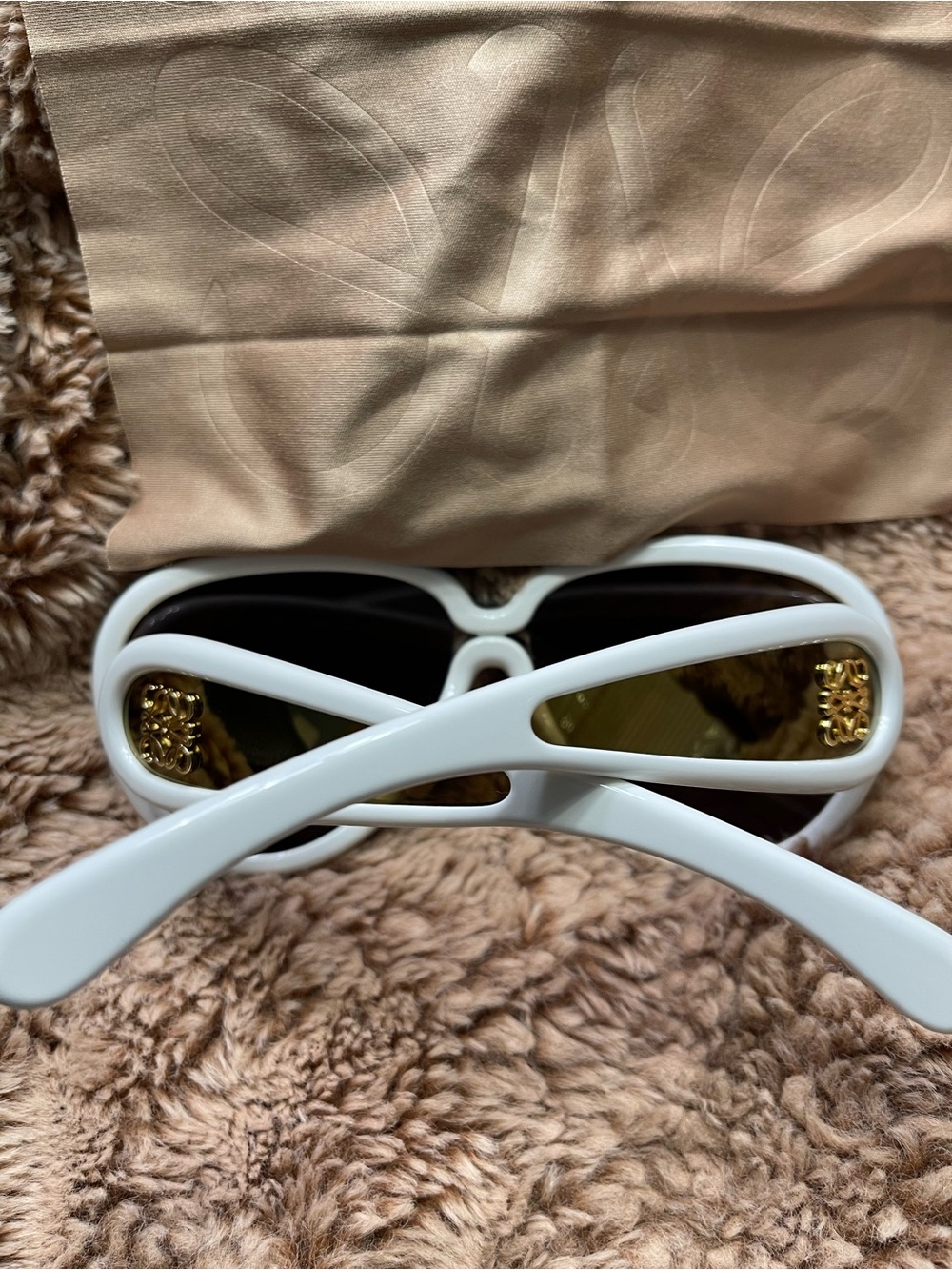 White Designer Loewe  Sunglasses with Gold Accent